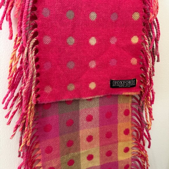 Foxford 100% Lambswool Reversible Polka Dot Scarf - Picture 6 of 6